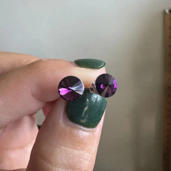 925 Sterling Silver Circle Set with Fine Austrian crystals - Picture 9 of 12